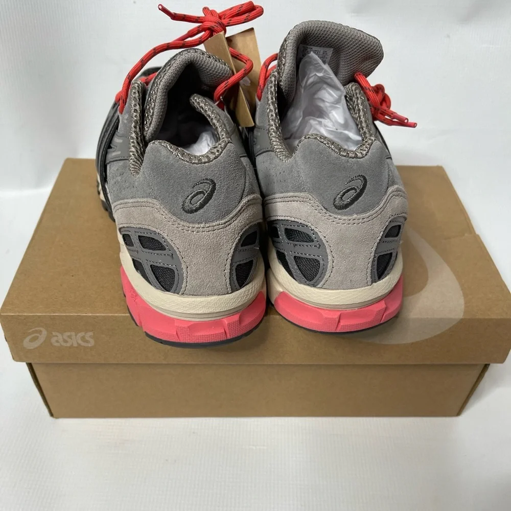ASICS Men’s Gray Athletic Sneakers with Orange Laces